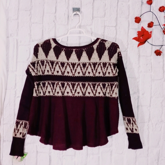 Free People Aztec Pullover Knit Sweater Top - Picture 2 of 3